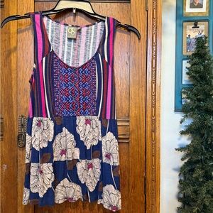 Boho Floral and Stripe Tank Top          brand/  One September